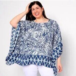 Belle Beach by Kim Gravel Seascape Boatneck Border Poncho